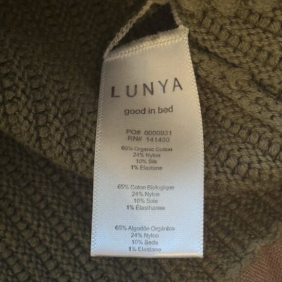 Lunya Reversible Sweater Organic Cotton Silk Pullover Green Small Oversized - Picture 5 of 9